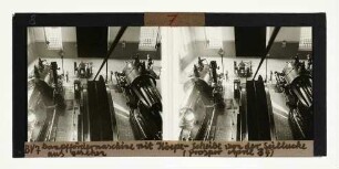Dampffördermaschine mit Koepe-Scheibe von der Seilluke aus gesehen, Zeche Prosper, April 1934