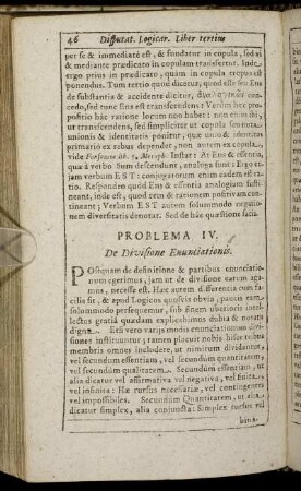 Problema IV. De Divisione Enunciationis.
