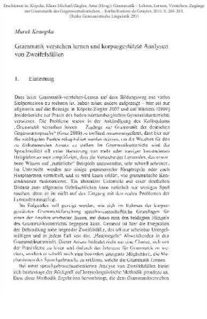 Grammatik verstehen lernen und korpusgestützte Analysen von Zweifelsfällen