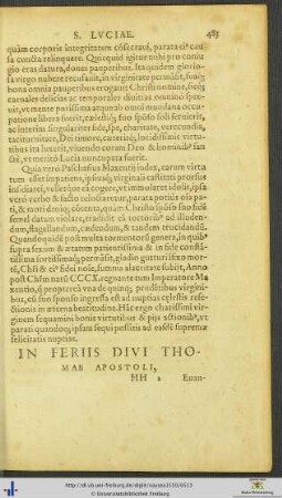 In Feriis Divi Thomae Apostoli