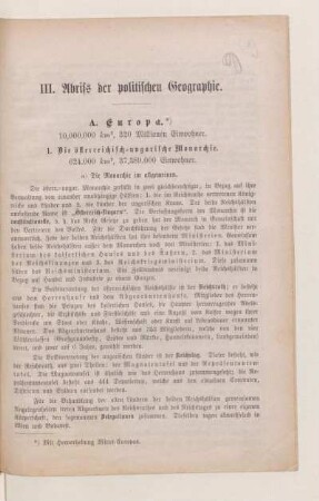 III. Abris der politischen Geographie