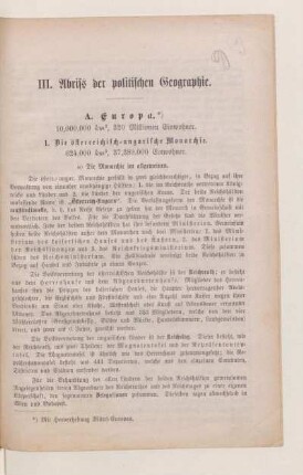 III. Abris der politischen Geographie