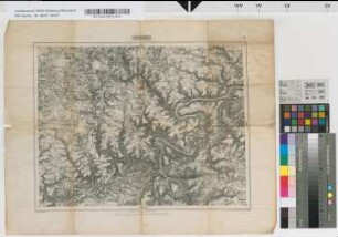 [Topographische Karte 1 : 80.000 von Rheinland und Westfalen-Generalstabskarte -]. Cochem. 59. LF 24°30' B 50°. Aufgenommen vom Kgl. Preuss. Generalstab 1850. Gravirt: Situation u. Terrain v. H. Hindersin, Schrift v. A. Meyer 1854. Chaussee-Nachträge 1867.