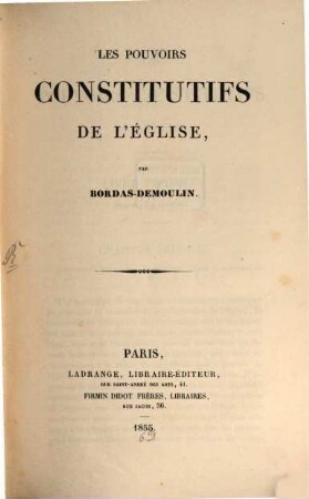 Les pouvoirs constitutifs de l'église