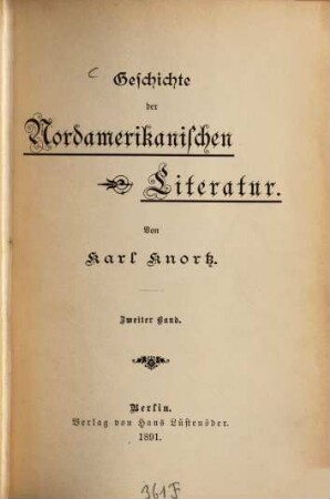 Geschichte der nordamerikanischen Literatur, 2