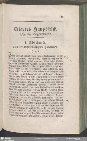 Viertes Hauptstück. Von der Trigonometrie