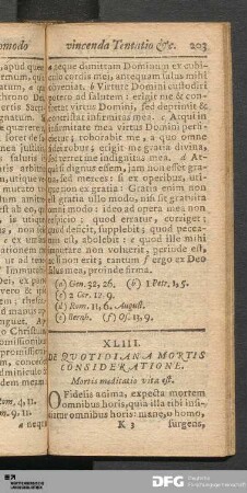XLIII. De Quotidiana Mortis Consideratione.