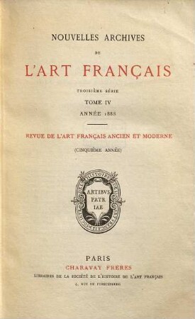 Nouvelles archives de l'art français. 4. 1888