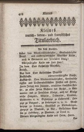 Kleines teutsch- latein- und französisches Titularbuch.