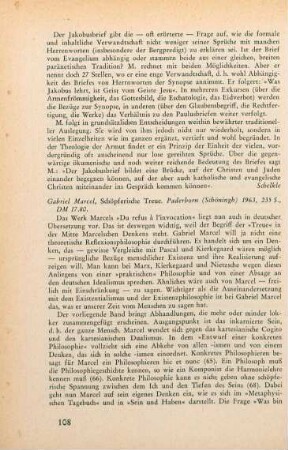 108-109 [Rezension] Marcel, Gabriel, Schöpferische Treue