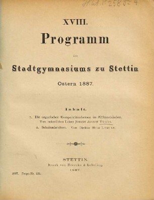 Programm : Ostern .... 1886/87