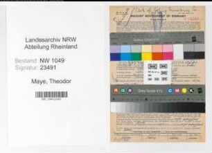 Entnazifizierung Theodor Maye , geb. 28.04.1904 (Versicherungsangestellter)