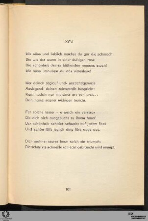 XCV: Wie süss und lieblich machst du gar die schmach