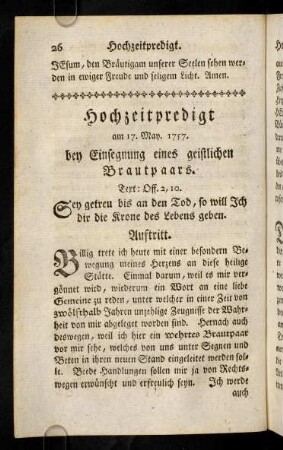 26-45, Hochzeitpredigt