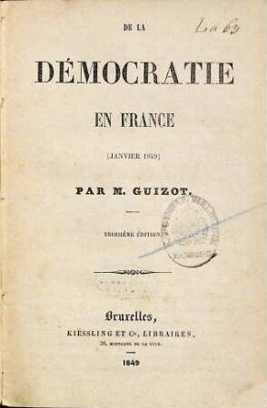 De la démocratie en France : (janvier 1849)