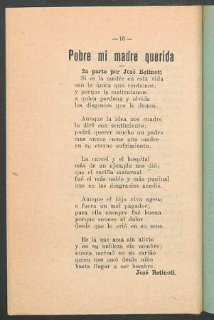 Pobre mi madre querida : 2a parte por José Betinoti