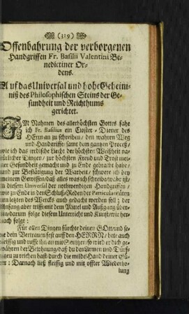Offenbahrung der verborgenen Handgriffen ...