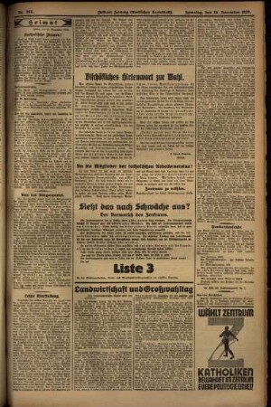 Zweite Ausgabe vom Samstag, den 16. November 1929.