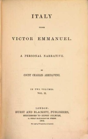 Italy under Victor Emmanuel : a personal narrative, 2