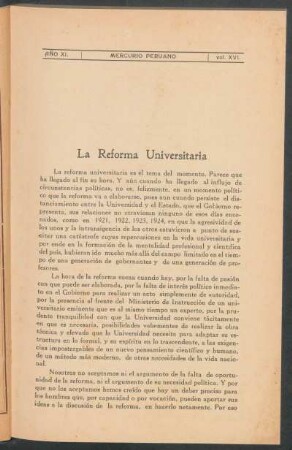 La Reforma Universitaria