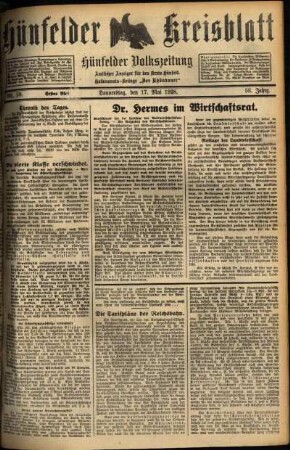 Erste Ausgabe vom Donnerstag, den 17. Mai 1928.