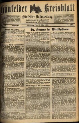 Erste Ausgabe vom Donnerstag, den 17. Mai 1928.