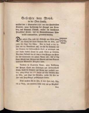 Gefechte von Moys, in der Ober-Lausitz, [...].