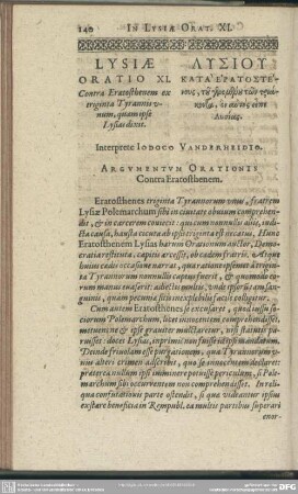 [Oratio XI. Contra Eratosthenem 30. Tyrannorum unum, quam Lysias habuit]