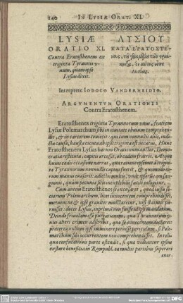 [Oratio XI. Contra Eratosthenem 30. Tyrannorum unum, quam Lysias habuit]