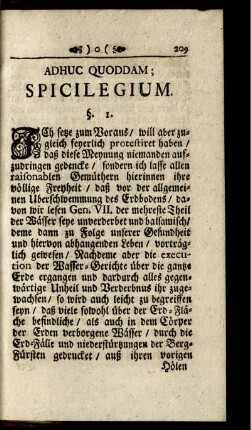Adhuc Quoddam; Spicilegium.