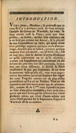 Examen Critique Du Comte De Warwick