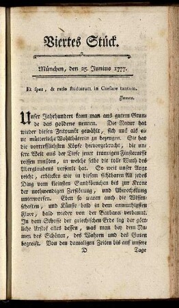 Viertes Stück. München, den 25. Junius 1777.
