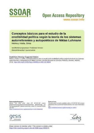 Conceptos básicos para el estudio de la credibilidad política según la teoría de los sistemas autorreferentes y autopoiéticos de Niklas Luhmann