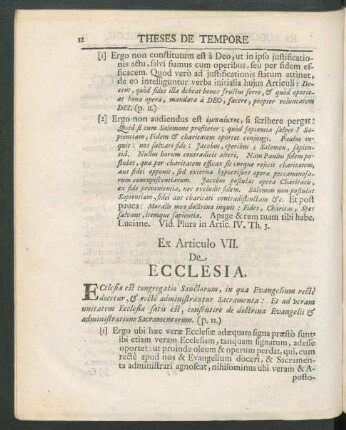 Ex Articulo VII. De Ecclesia.