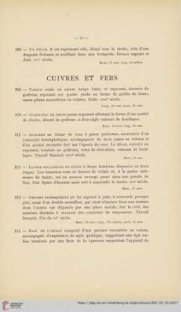 Cuivres et fers (Nr. 209 - 227)