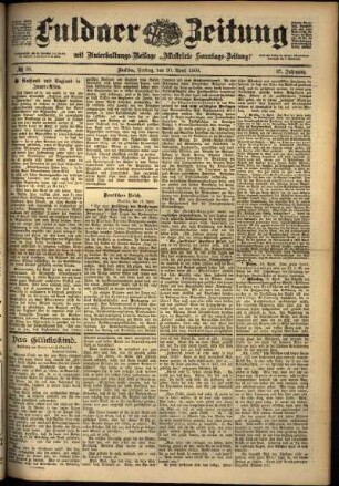 Ausgabe vom Freitag, den 20. April 1900.