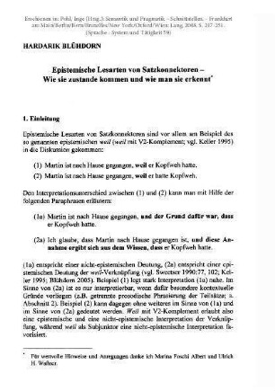 Epistemische Lesarten von Satzkonnektoren – Wie sie zustande kommen und wie man sie erkennt
