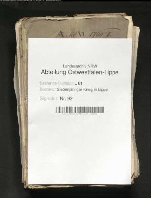 Fuhren und Fouragelieferungen im Jahre 1760 für die all. Armee