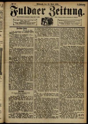Ausgabe vom Mittwoch, den 22. April 1891.