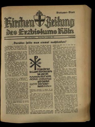 Kirchen-Zeitung des Erzbistums Köln / 1938