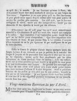 Vingt-neuviéme Entretien du 20e d'Avril.