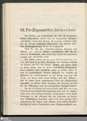 III. Die Eigenart der Fürstenschule