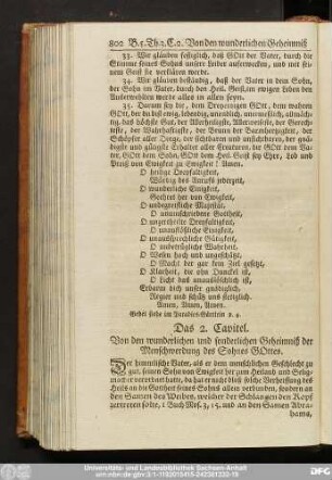 Das 2. Capitel. Von den wunderlichen und sonderlichen Geheimniß der Menschwerdung des Sohnes Gottes.