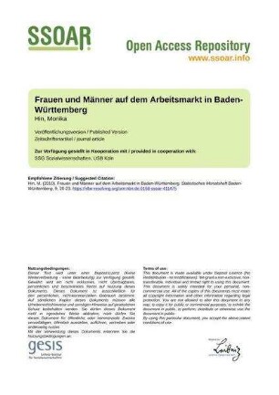 Frauen und Männer auf dem Arbeitsmarkt in Baden-Württemberg