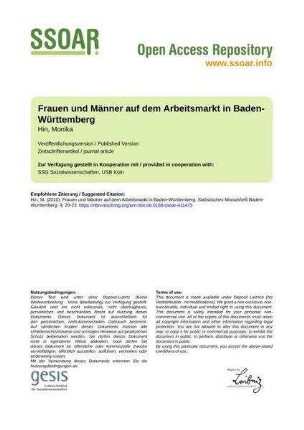 Frauen und Männer auf dem Arbeitsmarkt in Baden-Württemberg