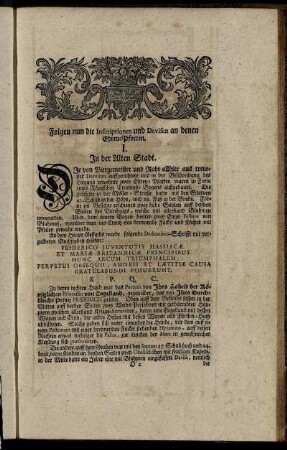 Folgen nun die Inscriptiones und Devisen an denen Ehren-Pforten.