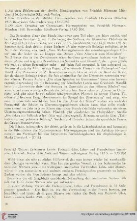 14: [Rezension von: Friedrich Wolff, Lebendiges Latein. Fachausdrücke, Lehn- und Fremdwörter lateinischer Herkunft]