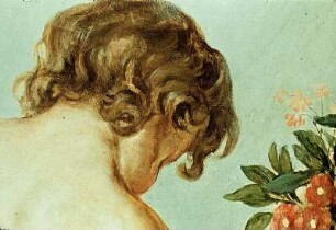 Aurora im achtspännigen Wagen, gefolgt von Apoll in seinem Wagen, umgeben von Chronos, der stürzenden Finsternis, den vier Erdteilen, den vier Jahreszeiten und dem Zodiakus