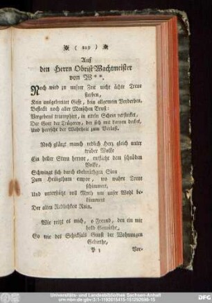 Auf den Herrn Obrist Wachtmeister von W.