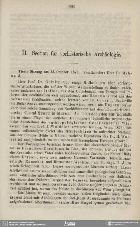 II. Section für vorhistorische Archäologie